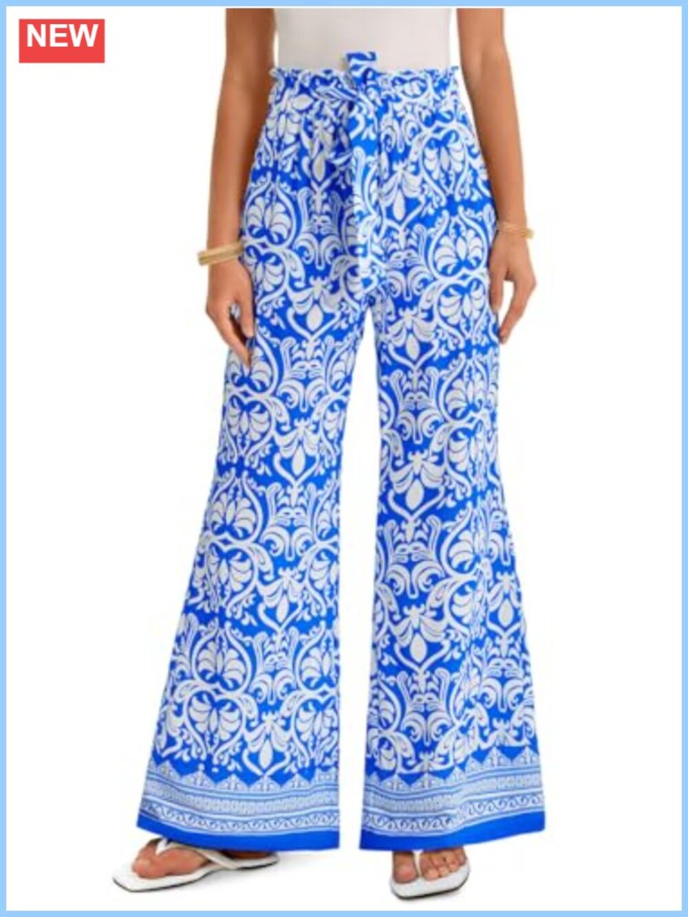 Women's Wide Leg Boho Palazzo Pants High Waist Printed Lounge Casual